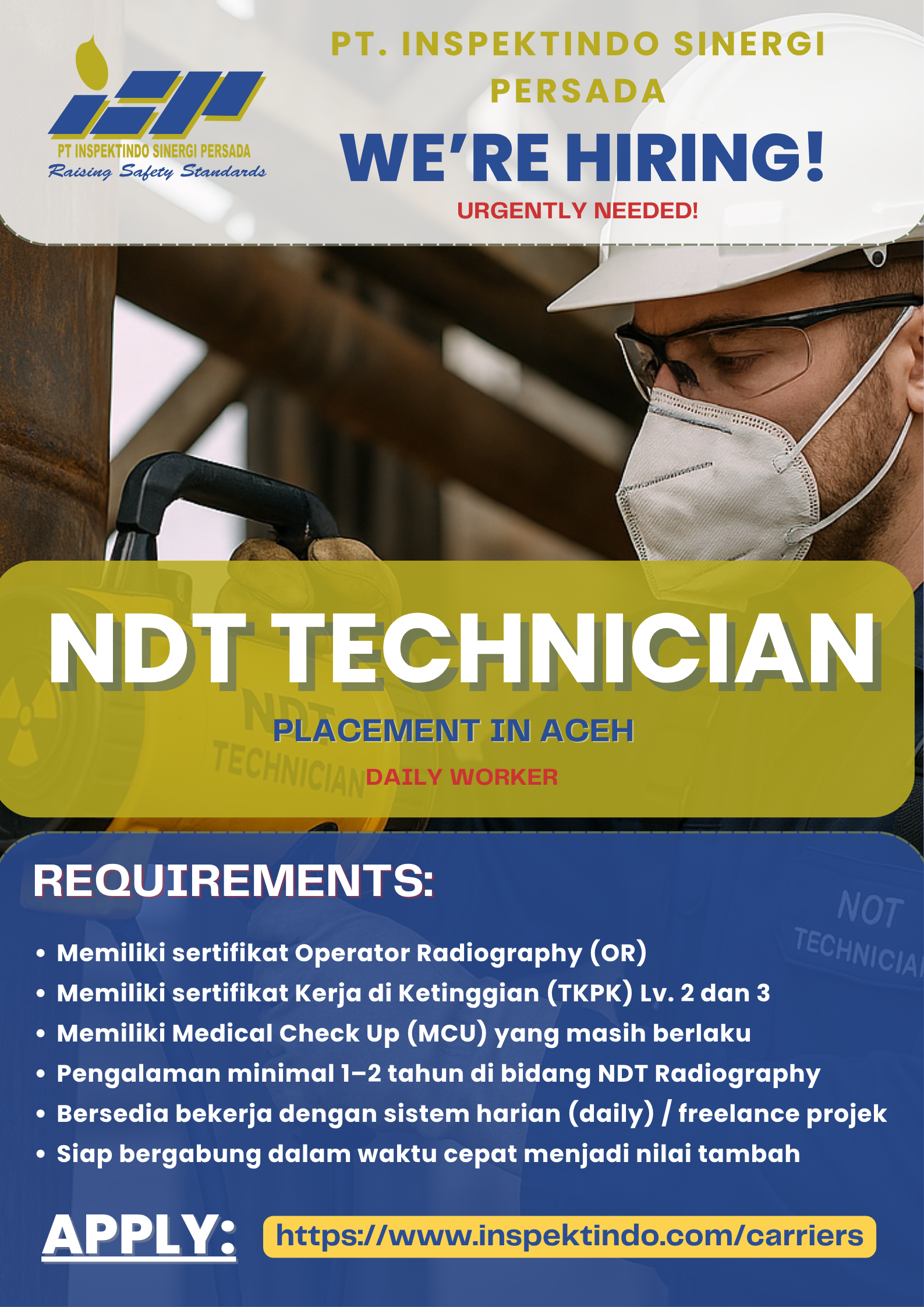 NDT TECHNICIAN (TKPK)